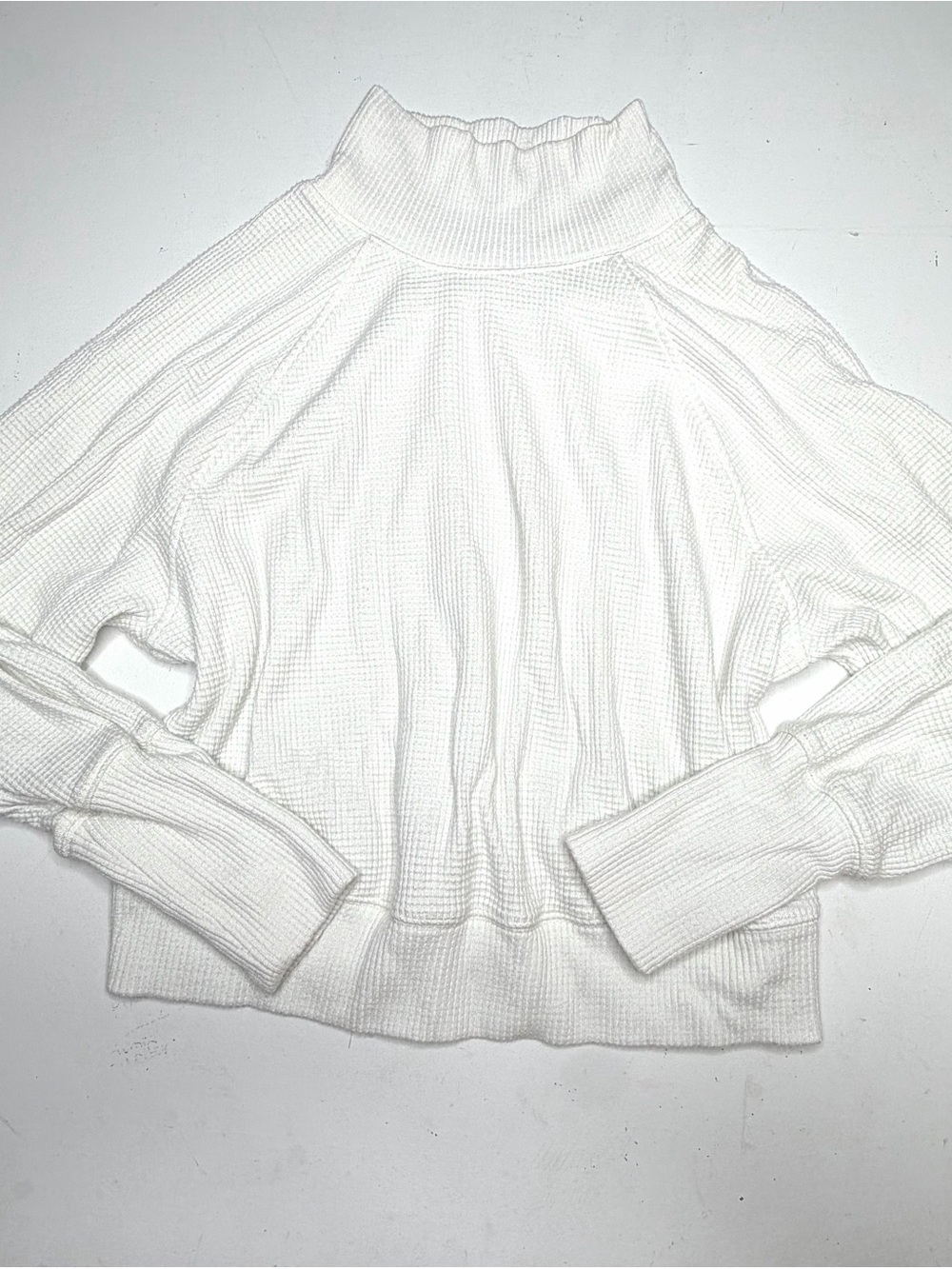 Alo Yoga Ivory Waffle Weekend Escape Mock Neck Long Sleeve Thermal Top Sz M/L
